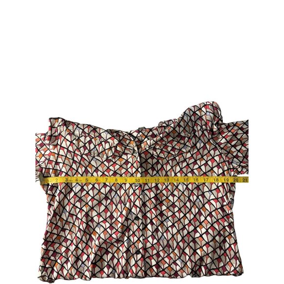 Nic+Zoe Womens Geometric Print Button-Up Shirt S Long Sleeve Cotton/Polyester Mu - Picture 8 of 11